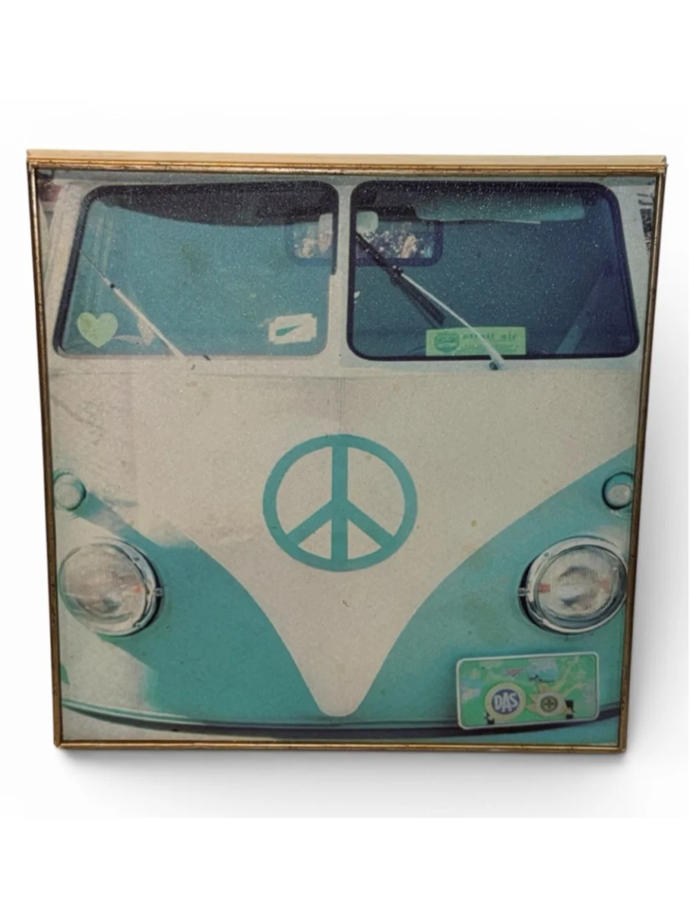 Target Retro VW Bus Canvas Wall Art Peace Sign Turquoise 12x12 Target Decor READ